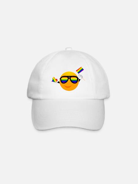 SMILE EMOTICONE LGBTQ - Baseballkappe - Weiß/Weiß
