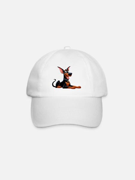 Dobermann - Baseballkappe - Weiß/Weiß