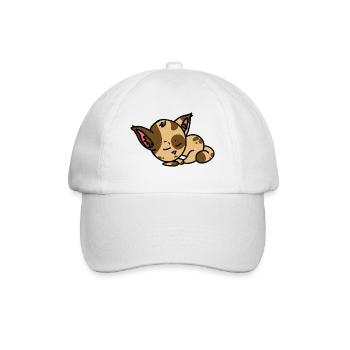 Schlafende Katze Comic Figur - Geschenkidee - Baseballkappe - Weiß/Weiß - Vorne