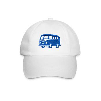 Volkswagen VW Bulli Camper Stickmotiv - Baseballkappe - Weiß/Weiß - Vorne