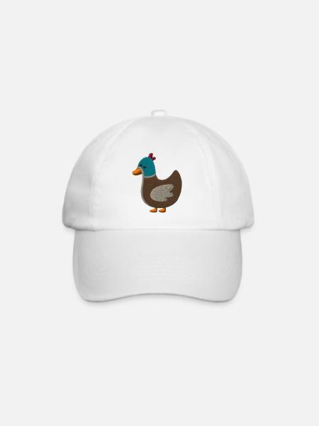 Ente bestickt - Baseballkappe - Weiß/Weiß