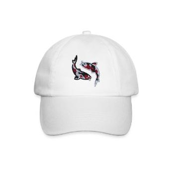 Fisch Koi bestickt - Baseballkappe - Weiß/Weiß - Vorne
