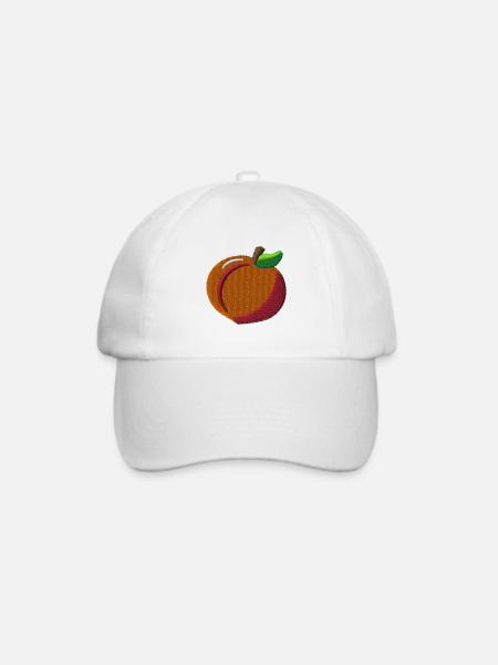 Pfirsich bestickt - Baseballkappe - Weiß/Weiß