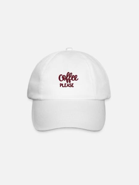 Schriftzug Coffee please bestickt - Baseballkappe - Weiß/Weiß
