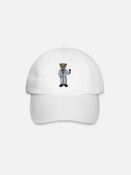 Teddybär 6 bestickt - Baseballkappe - Weiß/Weiß