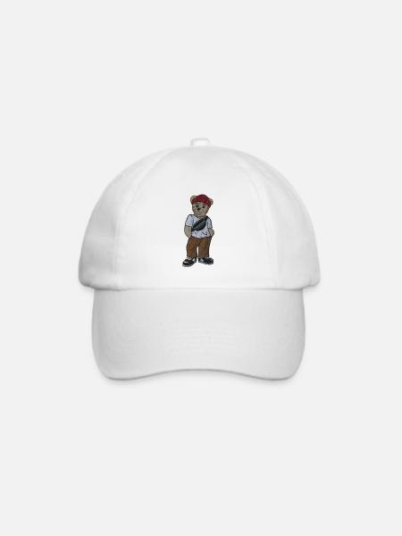 Teddybär 4 bestickt - Baseballkappe - Weiß/Weiß