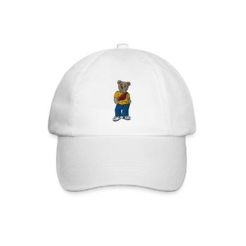 Teddybär 3 bestickt - Baseballkappe - Weiß/Weiß - Vorne