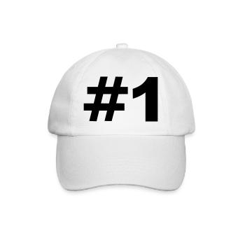 Number 1 - Baseball Cap - white/white - Front