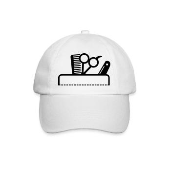 Kamm & Schere in der Tasche / barber tools in a - Baseball Cap - white/white - Front