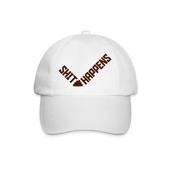 Zitat Shit happens Humor - Baseballkappe - Weiß/Weiß - Vorne