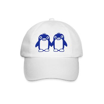 2 Pinguine Pärchen Händchen haltenverliebt Freunde - Baseballkappe - Weiß/Weiß - Vorne