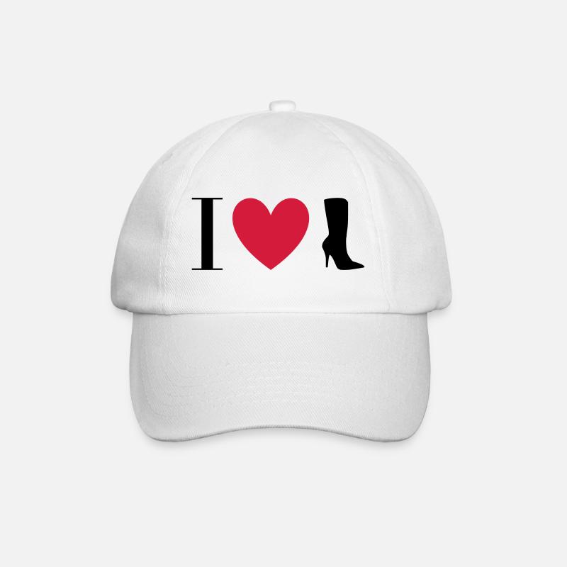★ Designfarben änderbar ★ I love Stiefel - Baseballkappe - Weiß/Weiß