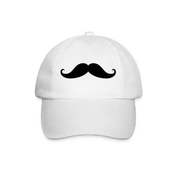 Schnurrbart - Baseballkappe - Weiß/Weiß - Vorne