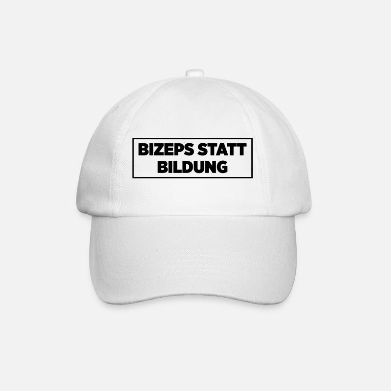 Bizeps statt Bildung - Baseballkappe - Weiß/Weiß