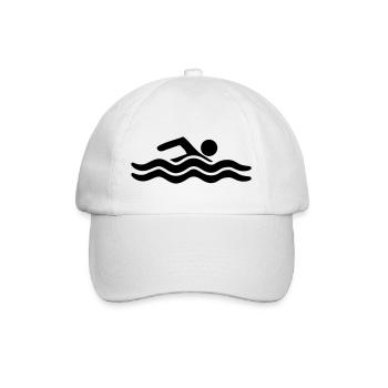 schwimmbad meer urlaub wellen wasser cool sport lo - Baseballkappe - Weiß/Weiß - Vorne