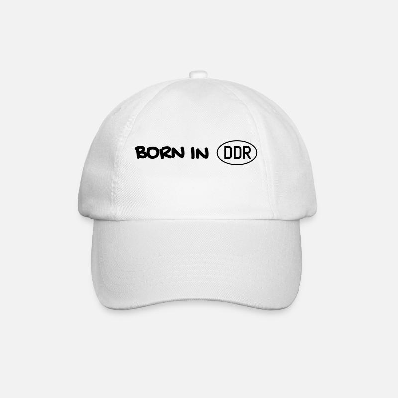 Born in DDR schwarz einzeilig - Baseballkappe - Weiß/Weiß
