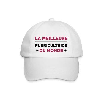 Puériculture / Puéricultrice / Bébé / Maternelle - Casquette classique - blanc/blanc - Devant