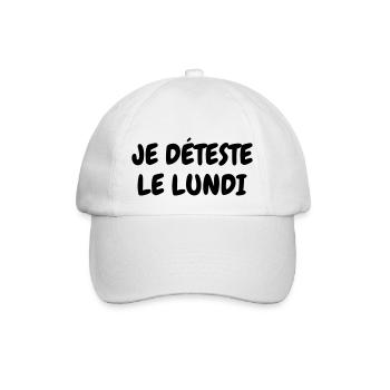Je déteste le lundi - Humour - Drôle - Blague - Casquette classique - blanc/blanc - Devant