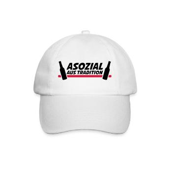 Asozial aus Tradition - Baseballkappe - Weiß/Weiß - Vorne