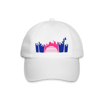 Palm Trees Stripes Sun Trees Beach Vacation Sea Fun - Baseball Cap - white/white - Front