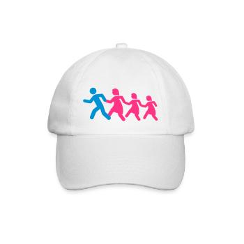 running_family_with_two_girls - Baseball Cap - white/white - Front