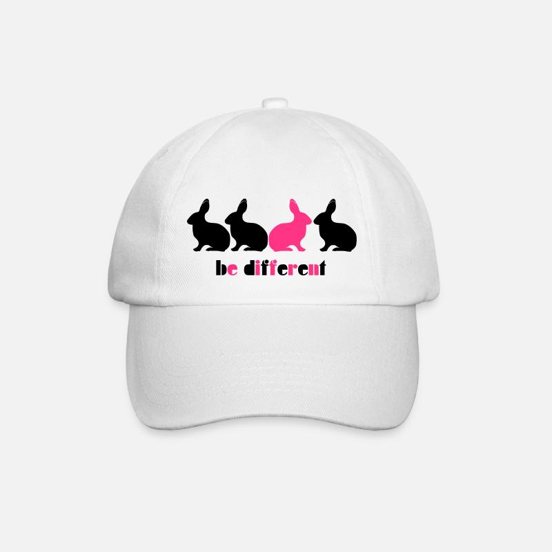 Be different Hase Bunny Unikat Einzigartig 2c - Baseballkappe - Weiß/Weiß