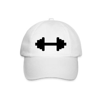 Hantel - Bodybuilding - Baseballkappe - Weiß/Weiß - Vorne
