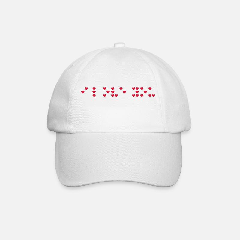 Ich liebe dich in Braille-Code, Braille-Schrift. - Baseballkappe - Weiß/Weiß