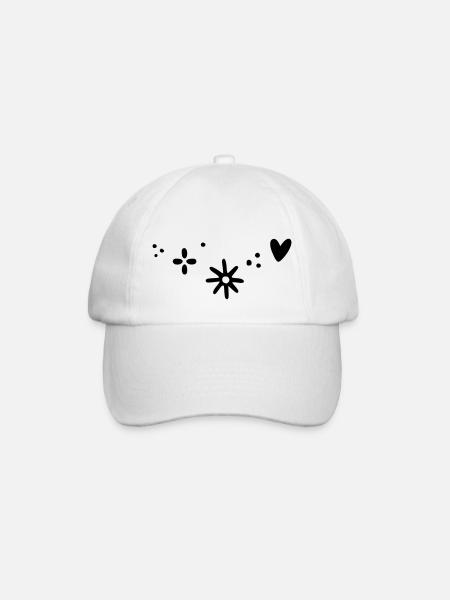 Heart Star Pattern - Baseball Cap - white/white