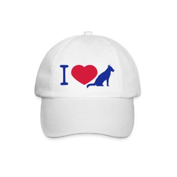 Chien J’aime les chiens Symbole du cœur Logo J’aime les chiens - Casquette classique - blanc/blanc - Devant