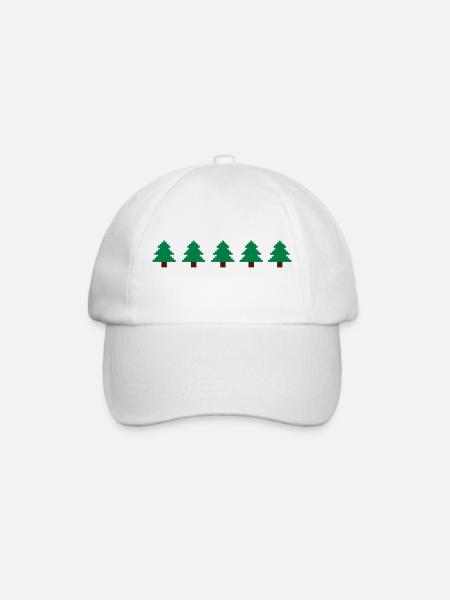 Weihnachtsbäume Pixel - Baseballkappe - Weiß/Weiß