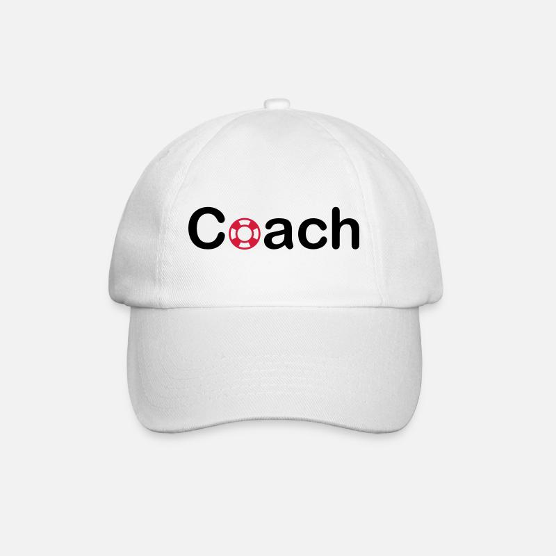 ★ Designfarben änderbar ★ Coach (Rettungsring) - Baseballkappe - Weiß/Weiß
