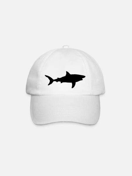 Weißer Hai Haie Meer Haiflosse Ozean Silhouette - Baseballkappe - Weiß/Weiß