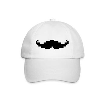moustache pixel geek - Baseball Cap - white/white - Front