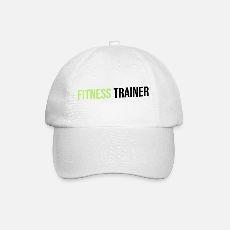 fitness trainer green black - Baseball Cap - white/white