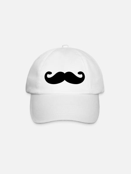 mustache - Baseball Cap - white/white