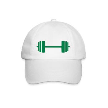 Gym Hantel Langhanteln Gewicht Kurzhantel Vektor - Baseballkappe - Weiß/Weiß - Vorne