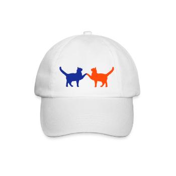 2 Cats Friends Team Two Paws Hands Welcome - Baseball Cap - white/white - Front