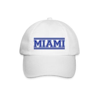 Miami USA Palmen Strand Sonne Amerika Florida Logo - Baseballkappe - Weiß/Weiß - Vorne