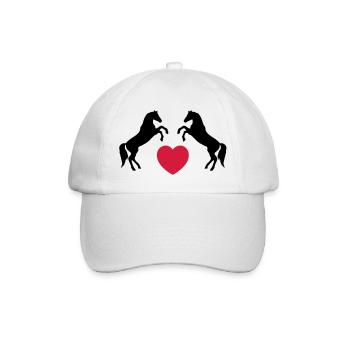 Deux chevaux sauvages avec un coeur - Casquette classique - blanc/blanc - Devant