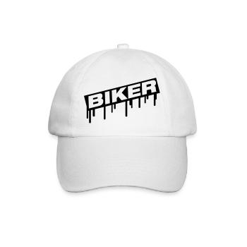 biker_logo_grunge_fa1 - Baseball Cap - white/white - Front