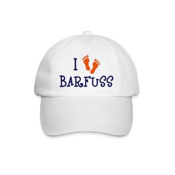 I Love Barfuss - Baseballkappe - Weiß/Weiß - Vorne