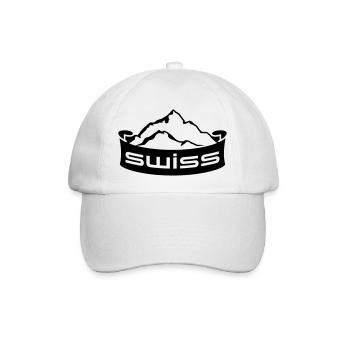 Swiss Mountain Banner Logo - Baseballkappe - Weiß/Weiß - Vorne