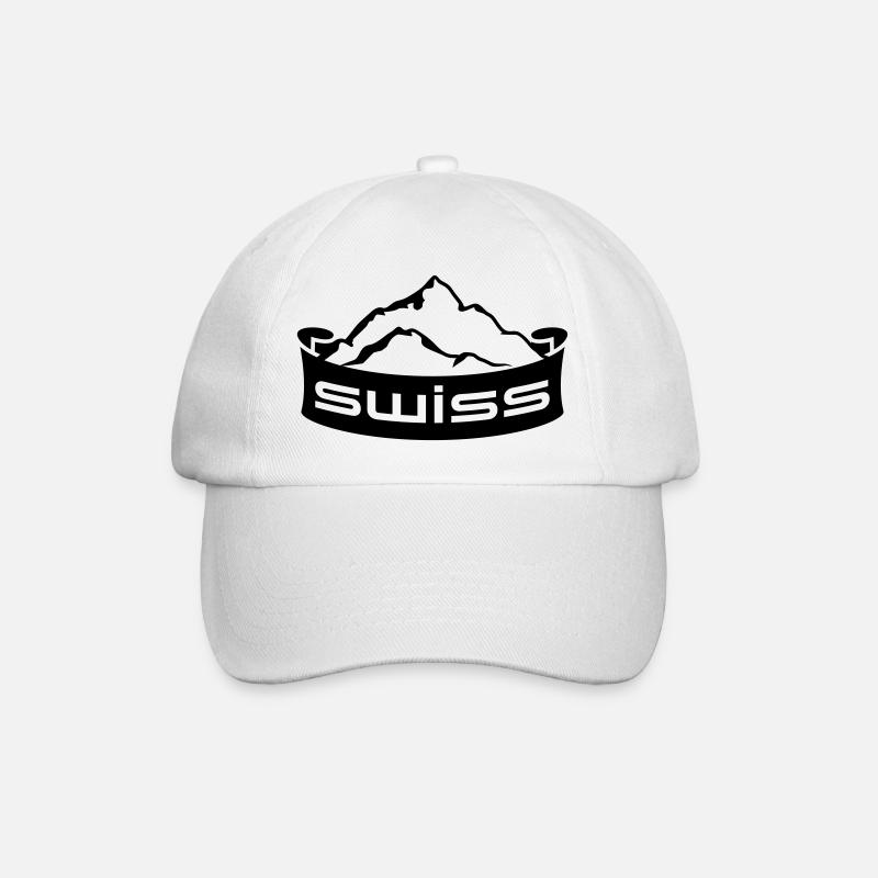 Swiss Mountain Banner Logo - Baseball Cap - white/white