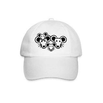 4 Mäuse Familie Zwei Kinder Mama Papa Eltern Süß - Baseballkappe - Weiß/Weiß - Vorne