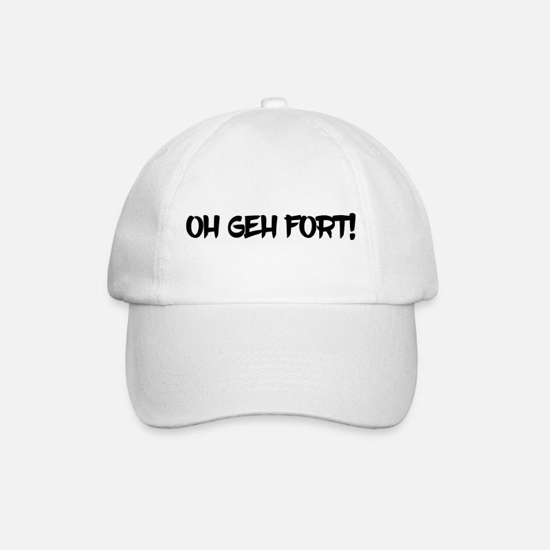 Oh geh fort! Pfälzer Spruch Dialekt Geschenkidee - Baseballkappe - Weiß/Weiß