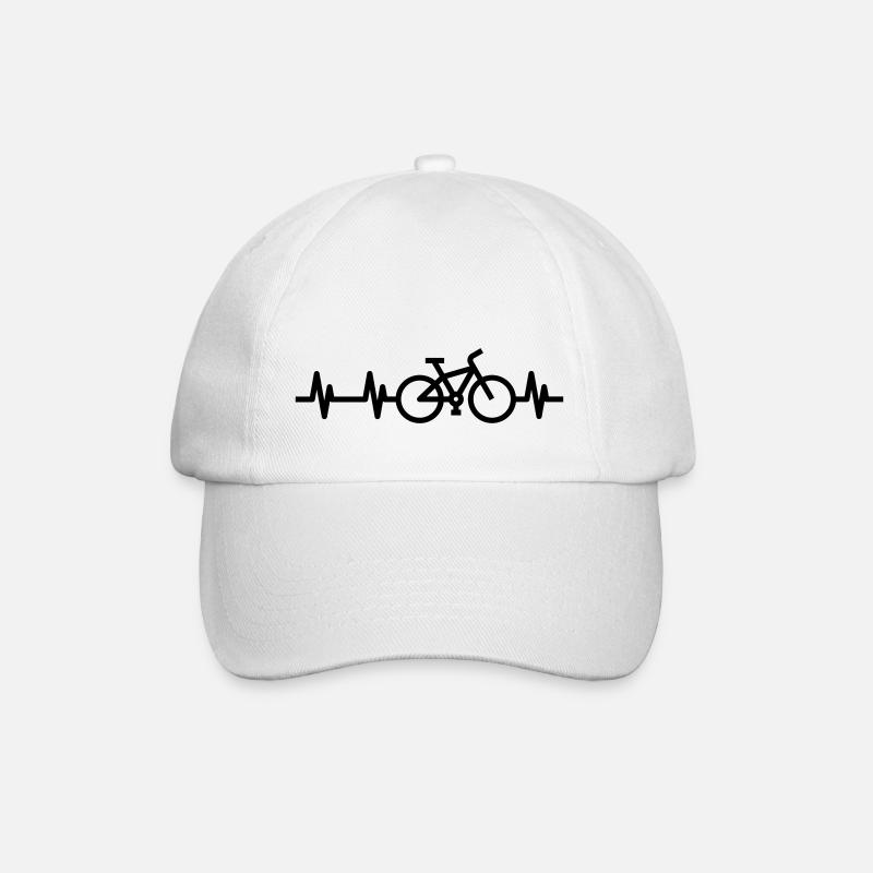 Fahrradsport und Herzschlag Symbol - Baseballkappe - Weiß/Weiß