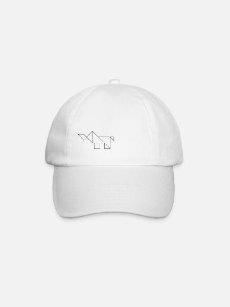 Elephant Tangram – Line Art - Baseball Cap - white/white