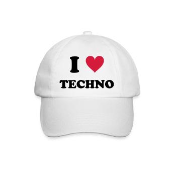 I LOVE TECHNO - Baseballkappe - Weiß/Weiß - Vorne