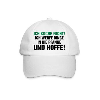 kochen Küche braten grillen Pfanne Topf Kitchen - Baseballkappe - Weiß/Weiß - Vorne